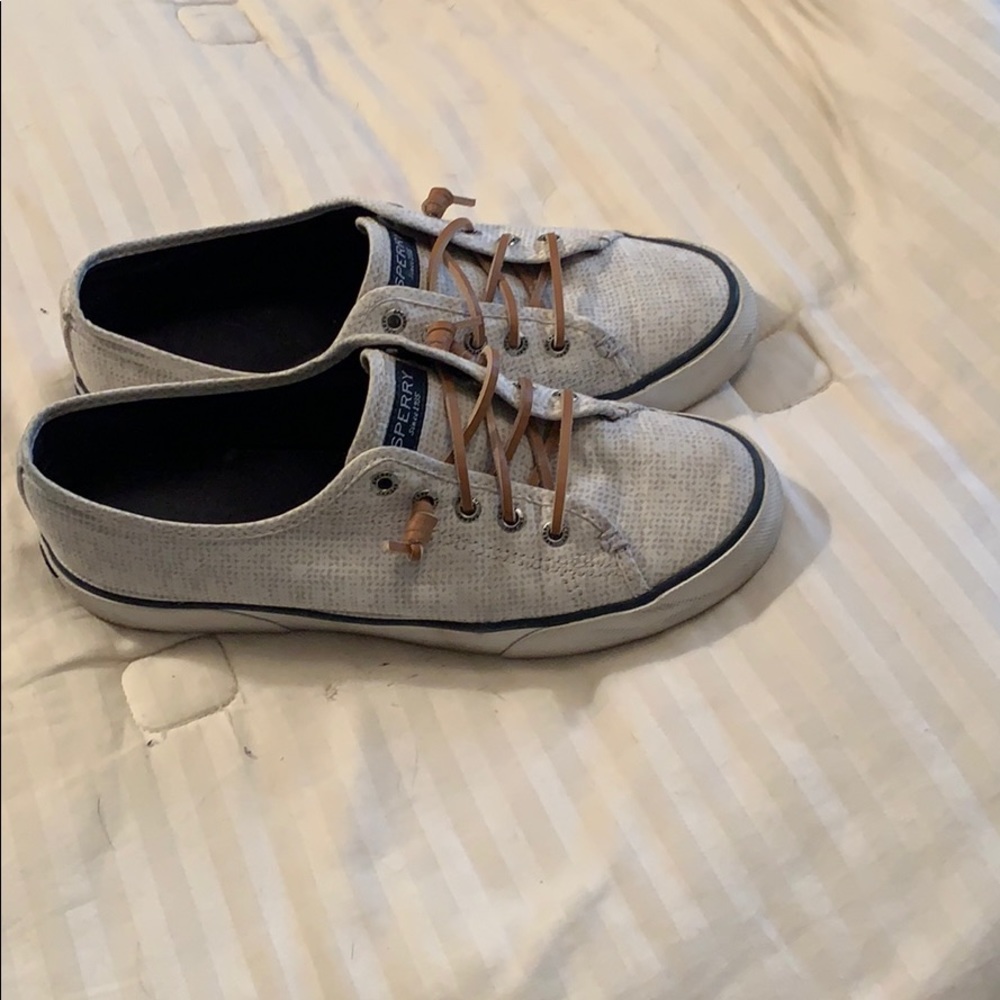 Sperry slip on white shoes